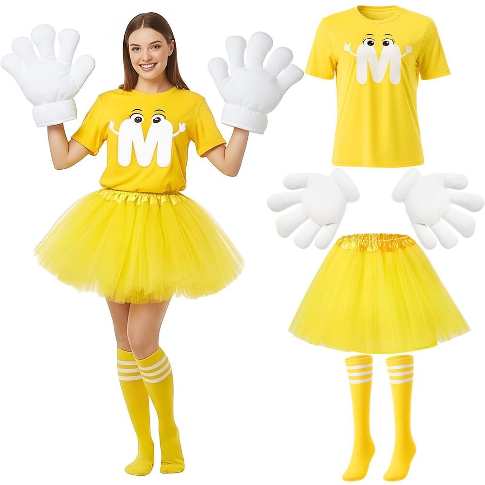 4631 6 Pcs Letter M Halloween Costumes Set Include T-shirt Tutu